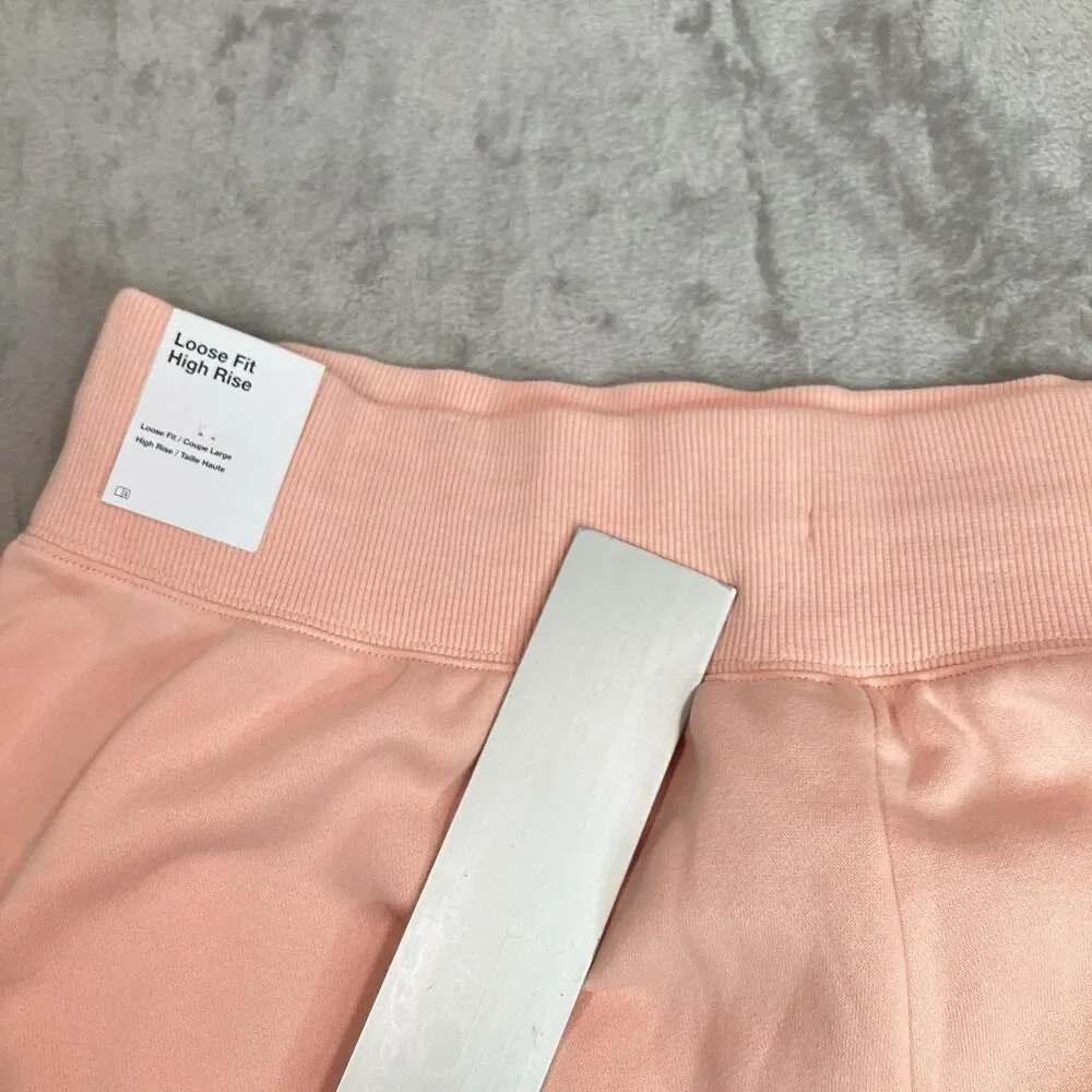 Nike‎ Shorts Womens XL Peach High Rise Loose Fit Fleece Drawstring DQ5717-800